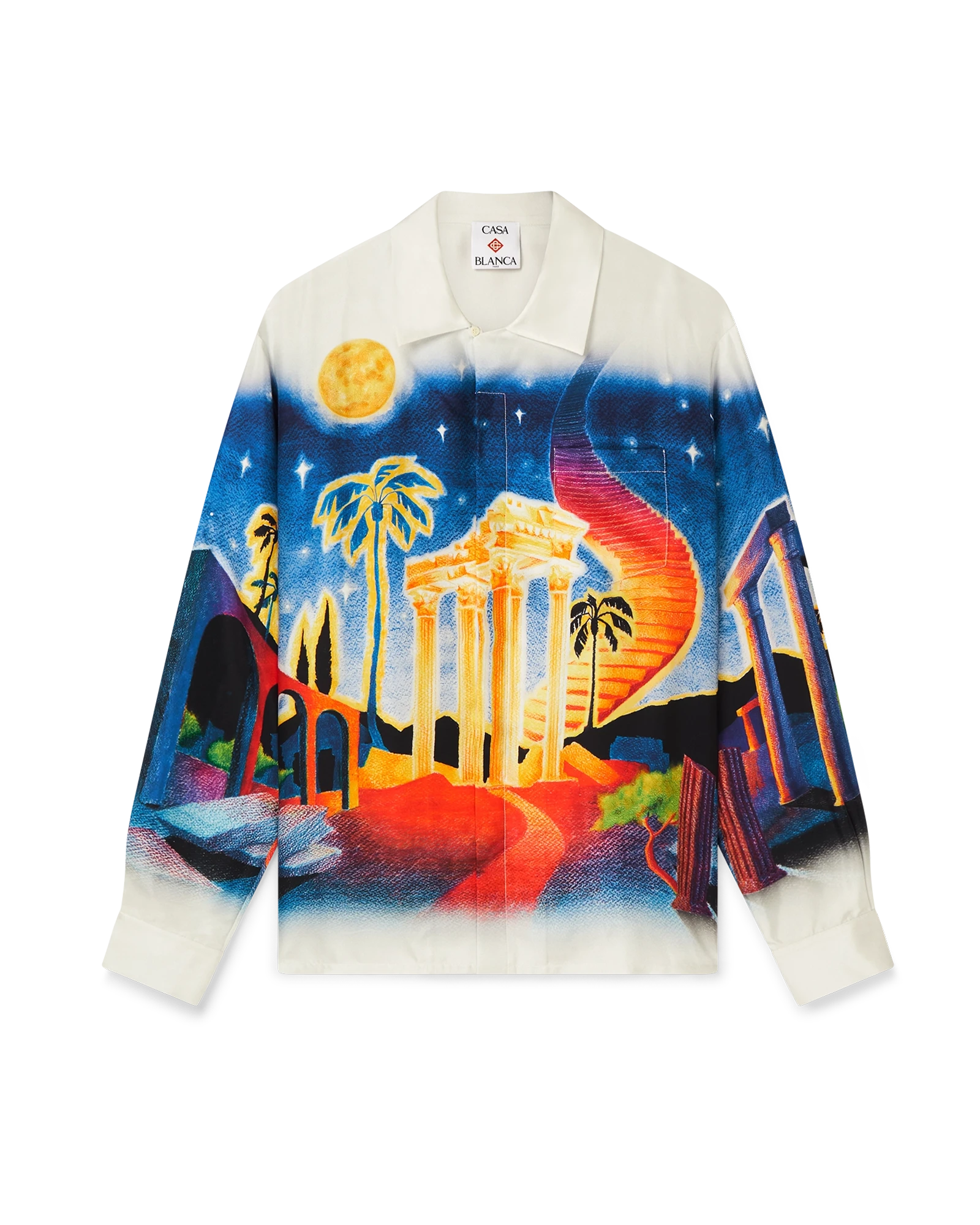 Midnight Acropolis Long Sleeve Silk Shirt | Casablanca Paris