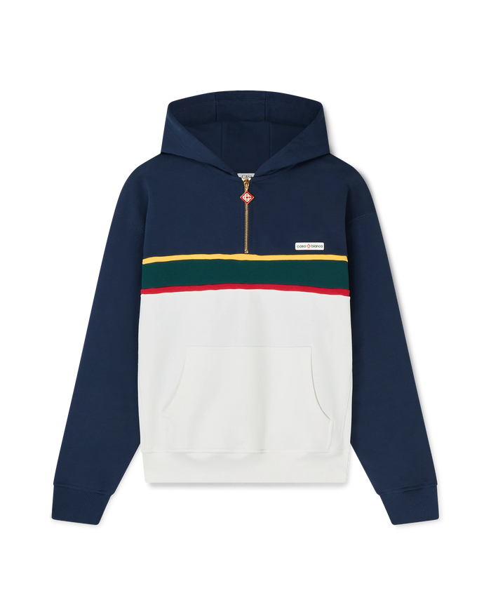 Colourblock Quarter Zip Hooded Sweatshirt