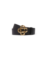 Mens Black Gold CC Logo Buckle Belt
