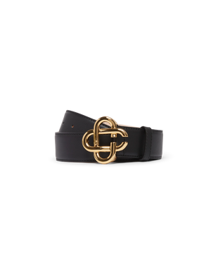 Mens Black Gold CC Logo Buckle Belt