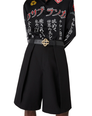 Mens Black Gold CC Logo Buckle Belt