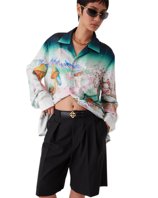 Women's Black Silver CC Logo Buckle Belt