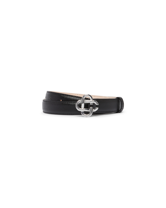 Women's Black Silver CC Logo Buckle Belt