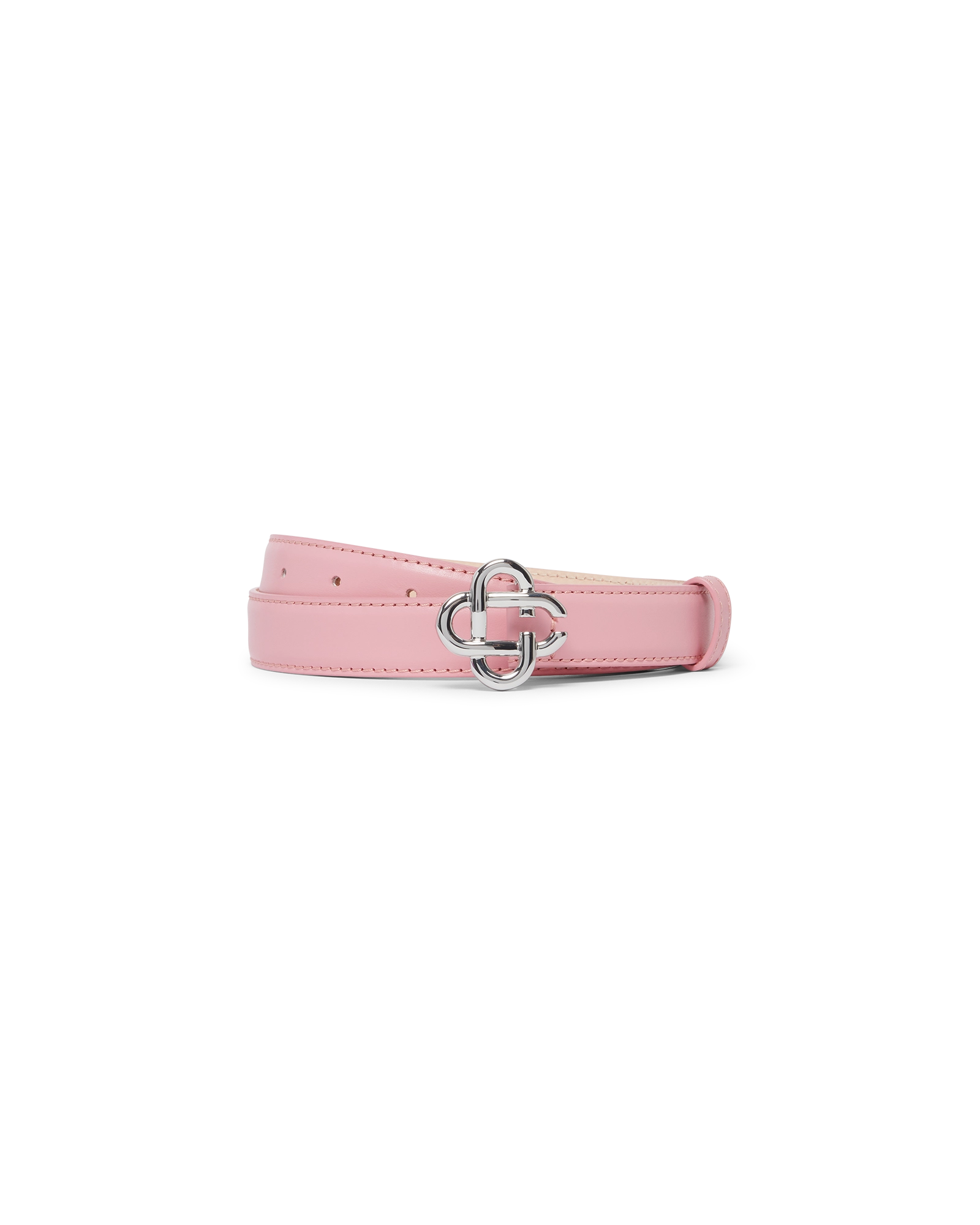 Women's Pink Silver CC Logo Buckle Belt