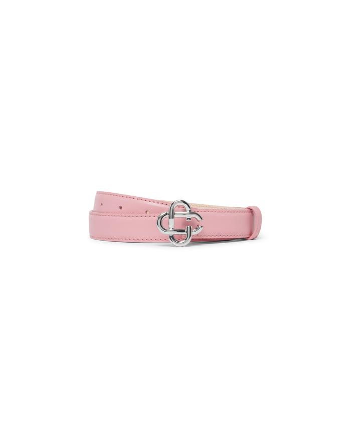 Women's Pink Silver CC Logo Buckle Belt