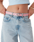 Women's Pink Silver CC Logo Buckle Belt