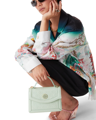 Mint Monogram Embossed Mini Jeanne Bag