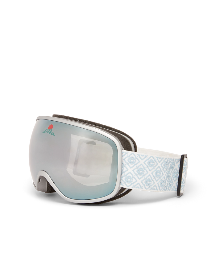Silver & White Gradient Ski Goggles