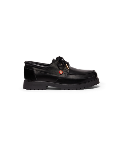 Men's Black Leather Boat Shoes