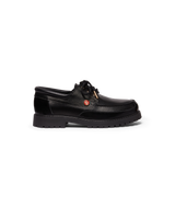 Women's Black Leather Boat Shoes