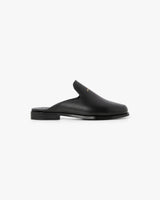 Black Leather Loafer Mule