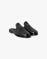 Black Leather Loafer Mule