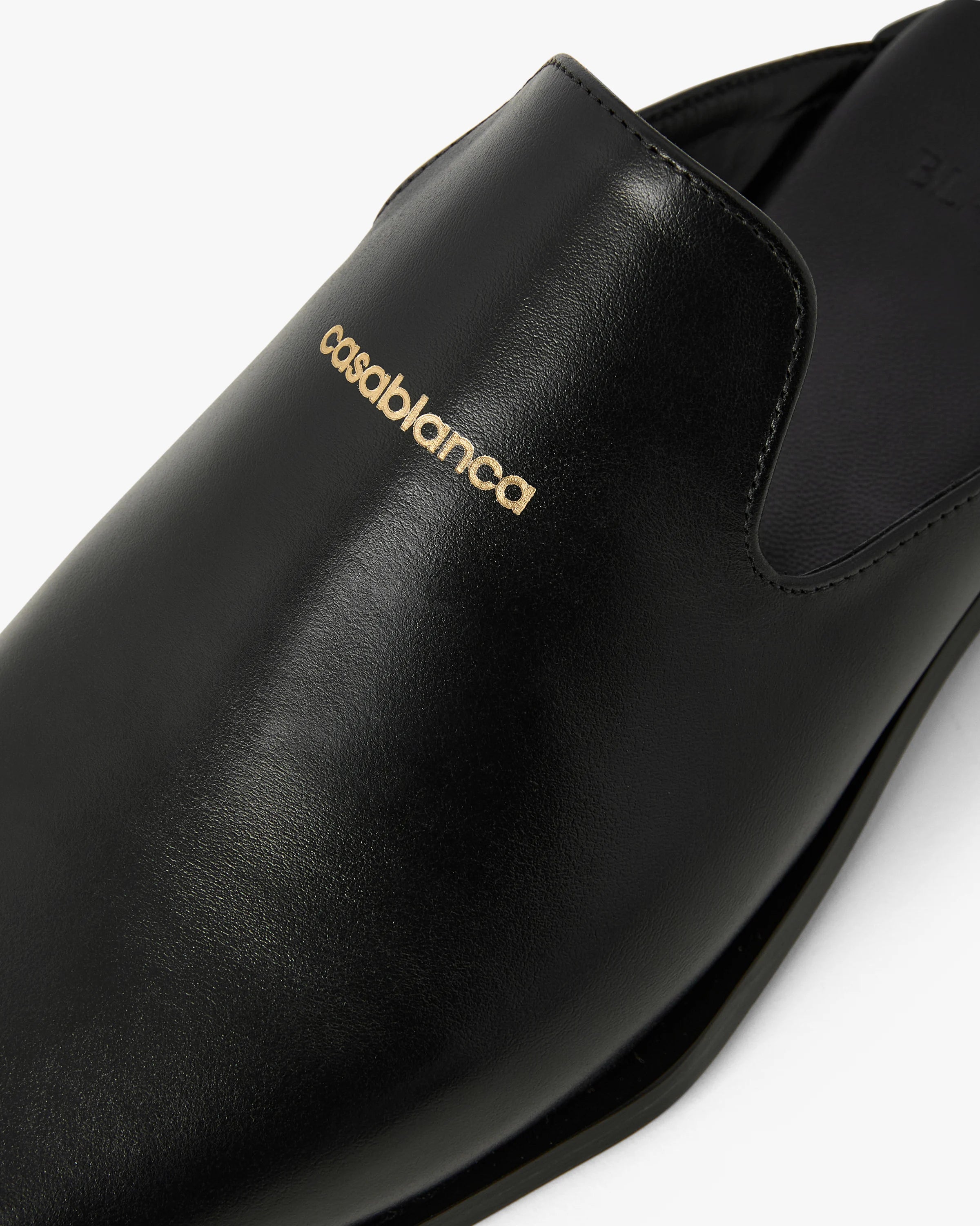 Black Leather Loafer Mule