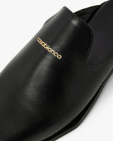 Black Leather Loafer Mule