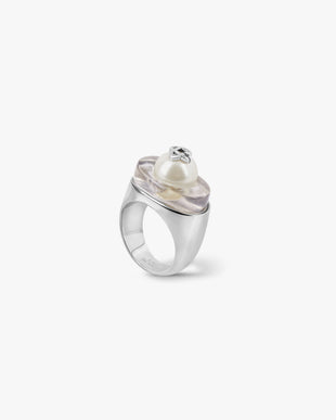 Sci-Fi Silver Pearl Ring