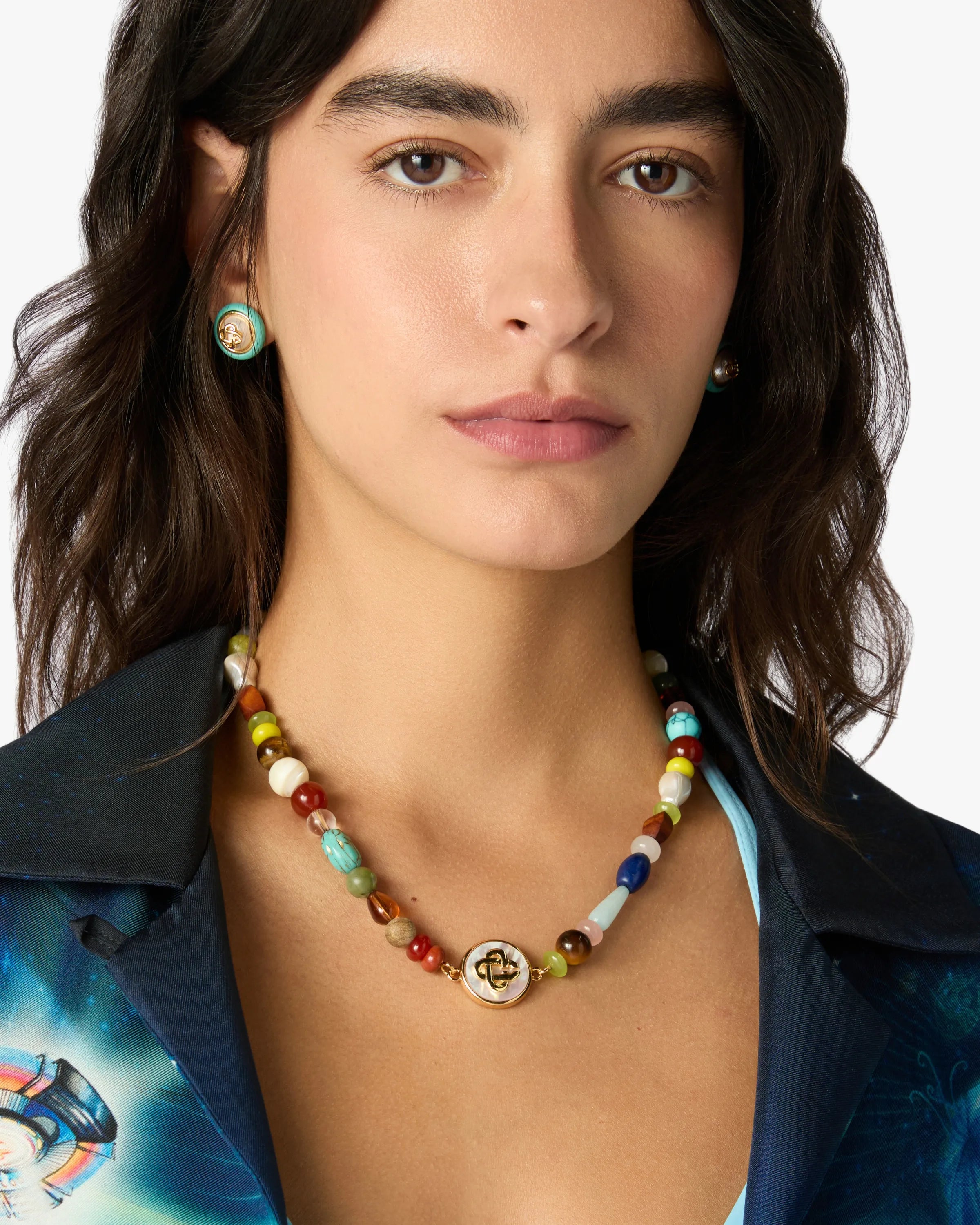 Multi-Colour Organic Stone Beaded Necklace