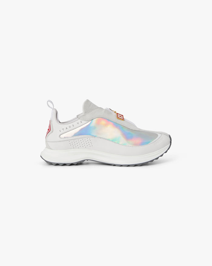Men's White & Silver Stade Zip Sneaker