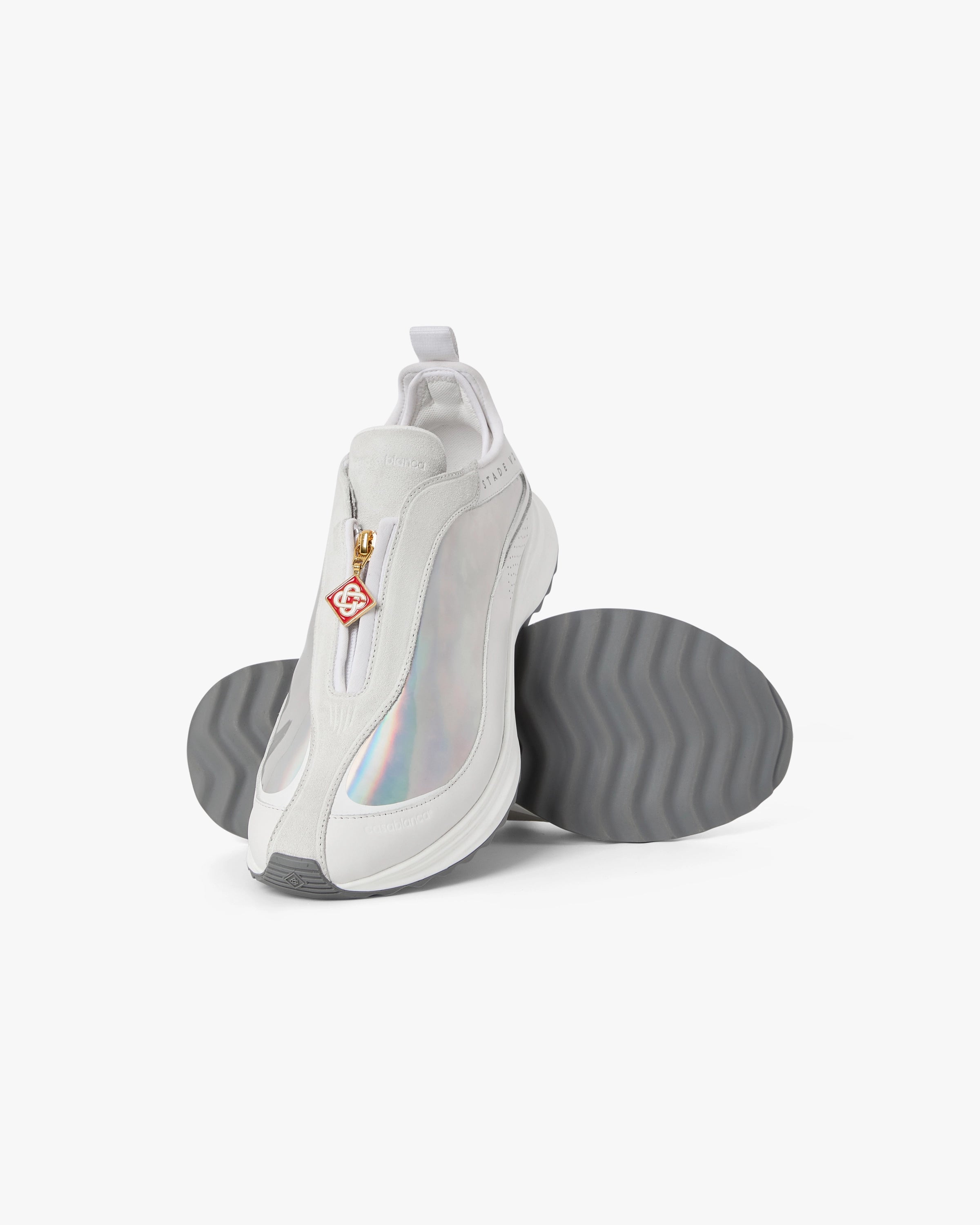 Men's White & Silver Stade Zip Sneaker