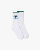 White Palm Tree Emblem Socks