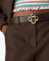 Women's Brown & Gold Classic Leather CC Logo Belt