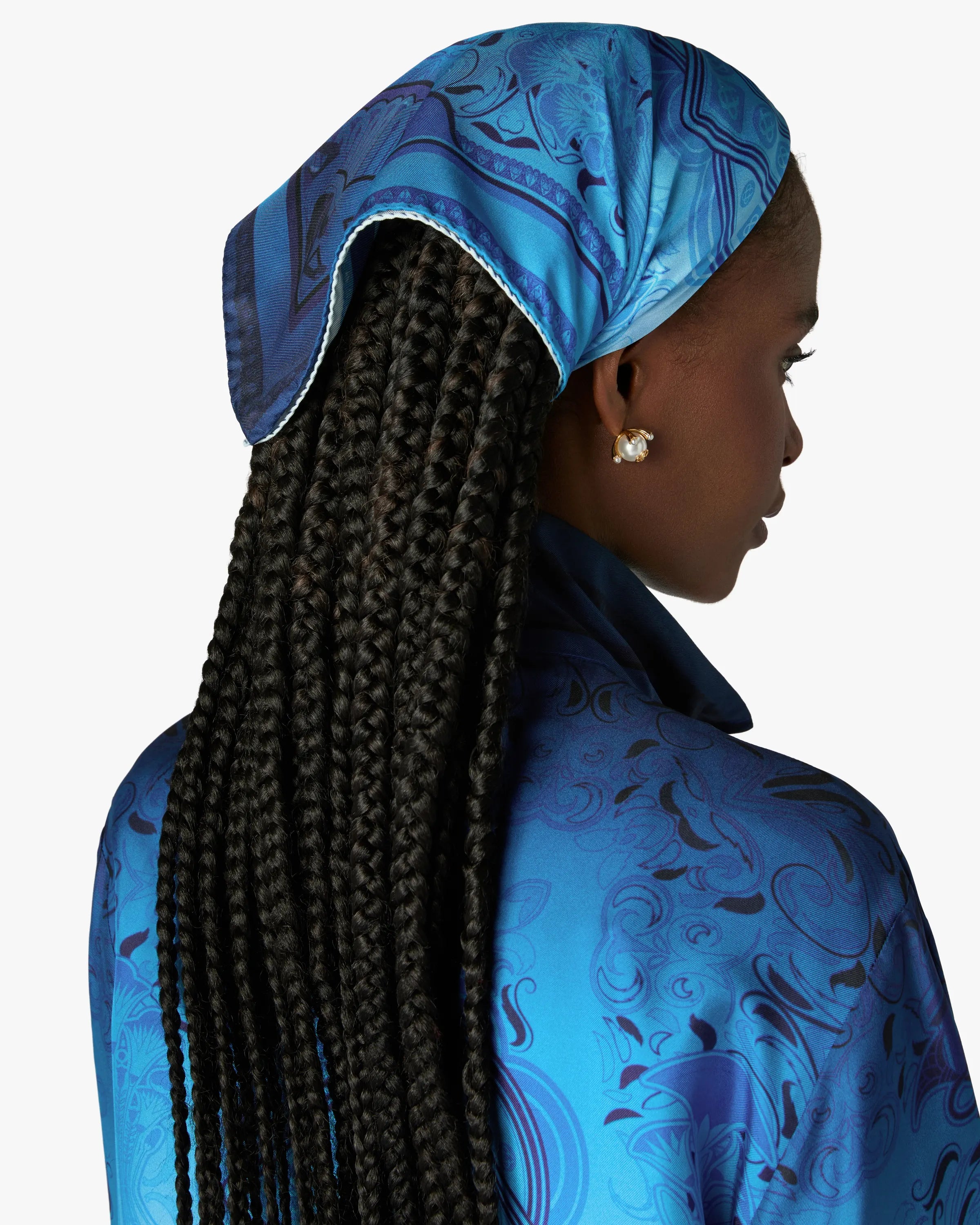 Blue Gradient Egyptian Rug Medium Silk Scarf