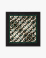 Green & Navy Check Monogram Medium Silk Scarf