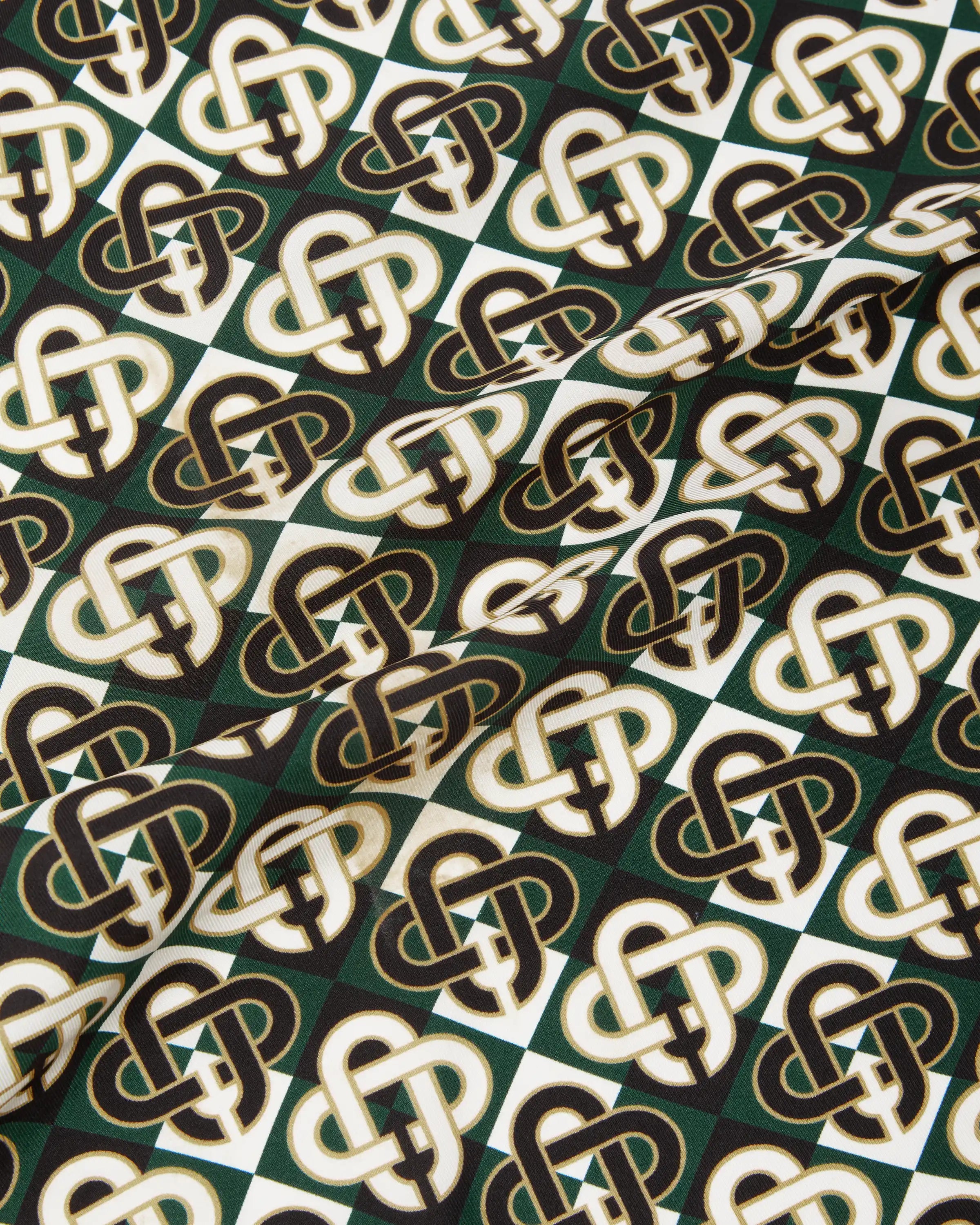 Green & Navy Check Monogram Medium Silk Scarf