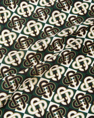 Green & Navy Check Monogram Medium Silk Scarf