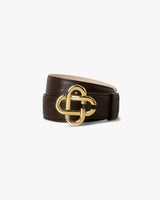 Men's Brown & Gold Leather Monogram CC Belt