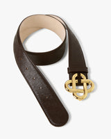 Men's Brown & Gold Leather Monogram CC Belt