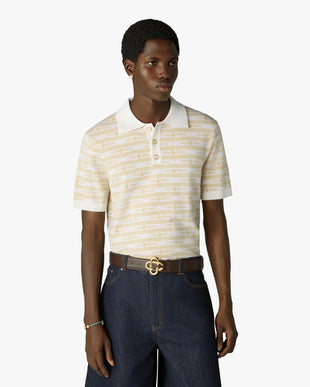 Men's Brown & Gold Leather Monogram CC Belt