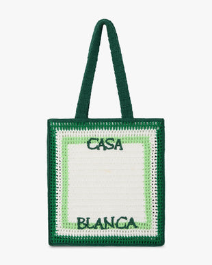 White & Green Crochet Bag
