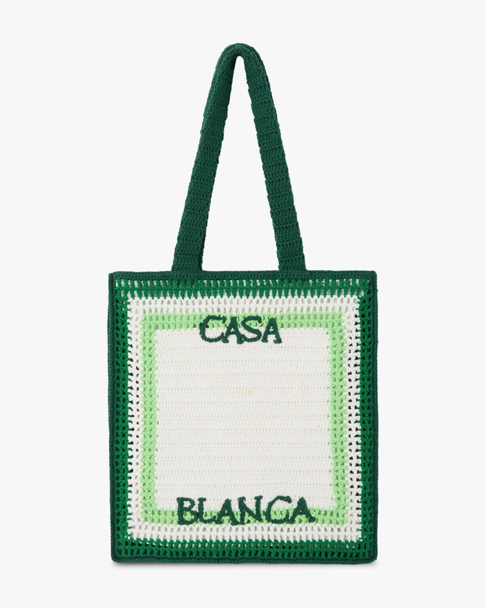 White & Green Crochet Bag