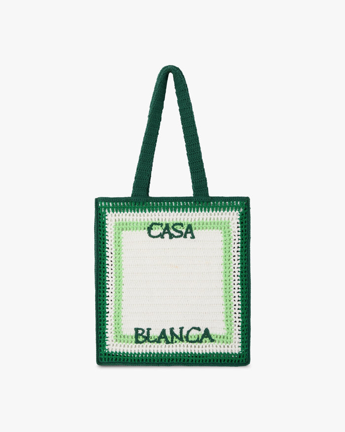 White & Green Crochet Bag
