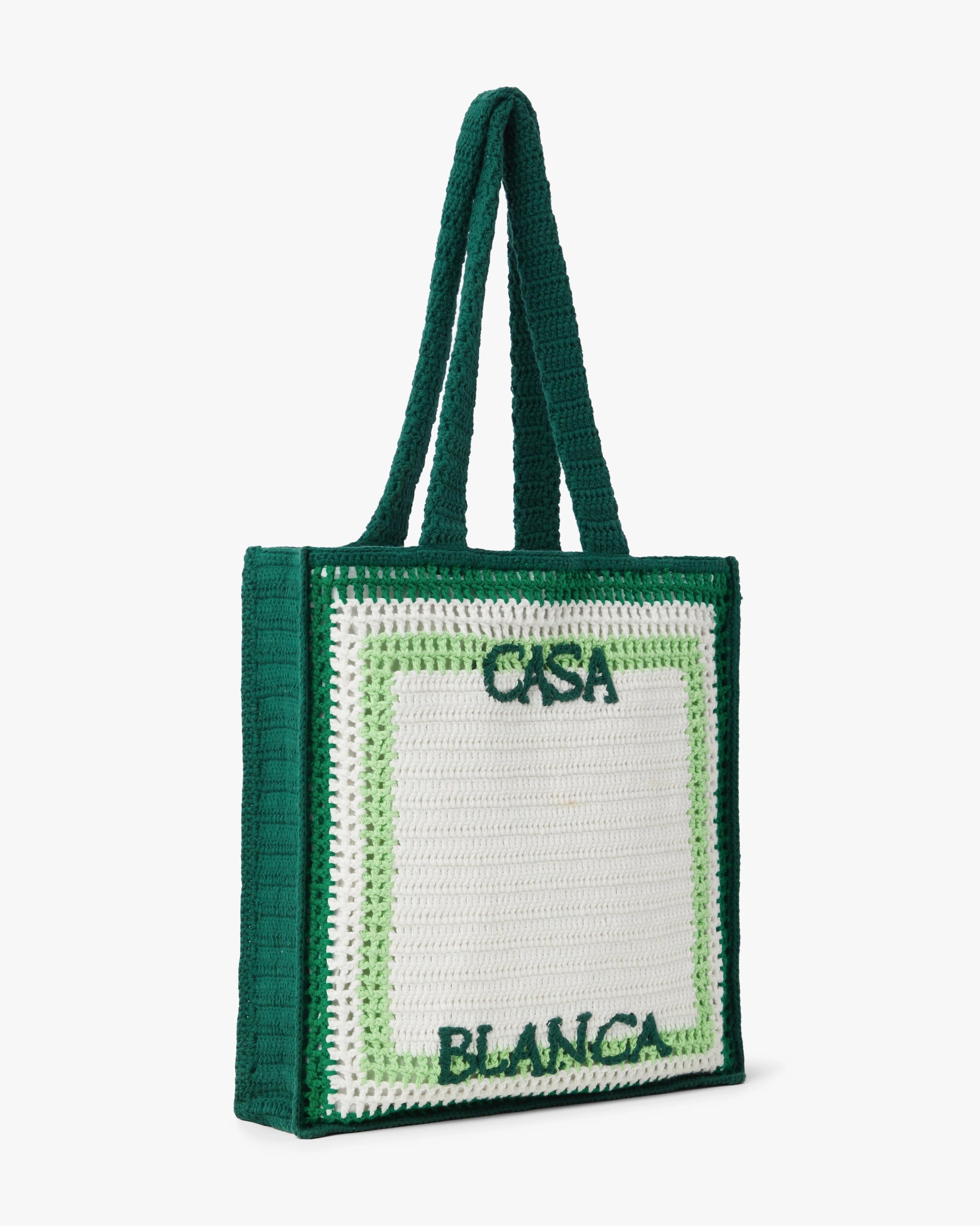 White & Green Crochet Bag