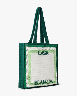 White & Green Crochet Bag