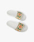 Men's White Embroidered Terry Slides