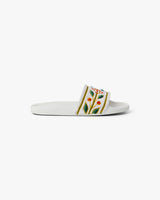 Men's White Embroidered Terry Slides