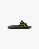 Men's Black Embroidered Terry Slides