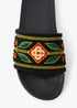 Men's Black Embroidered Terry Slides