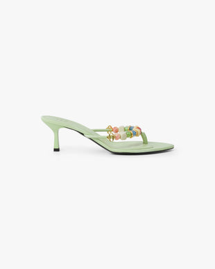 Women's Mint Beaded Heeled Sandals