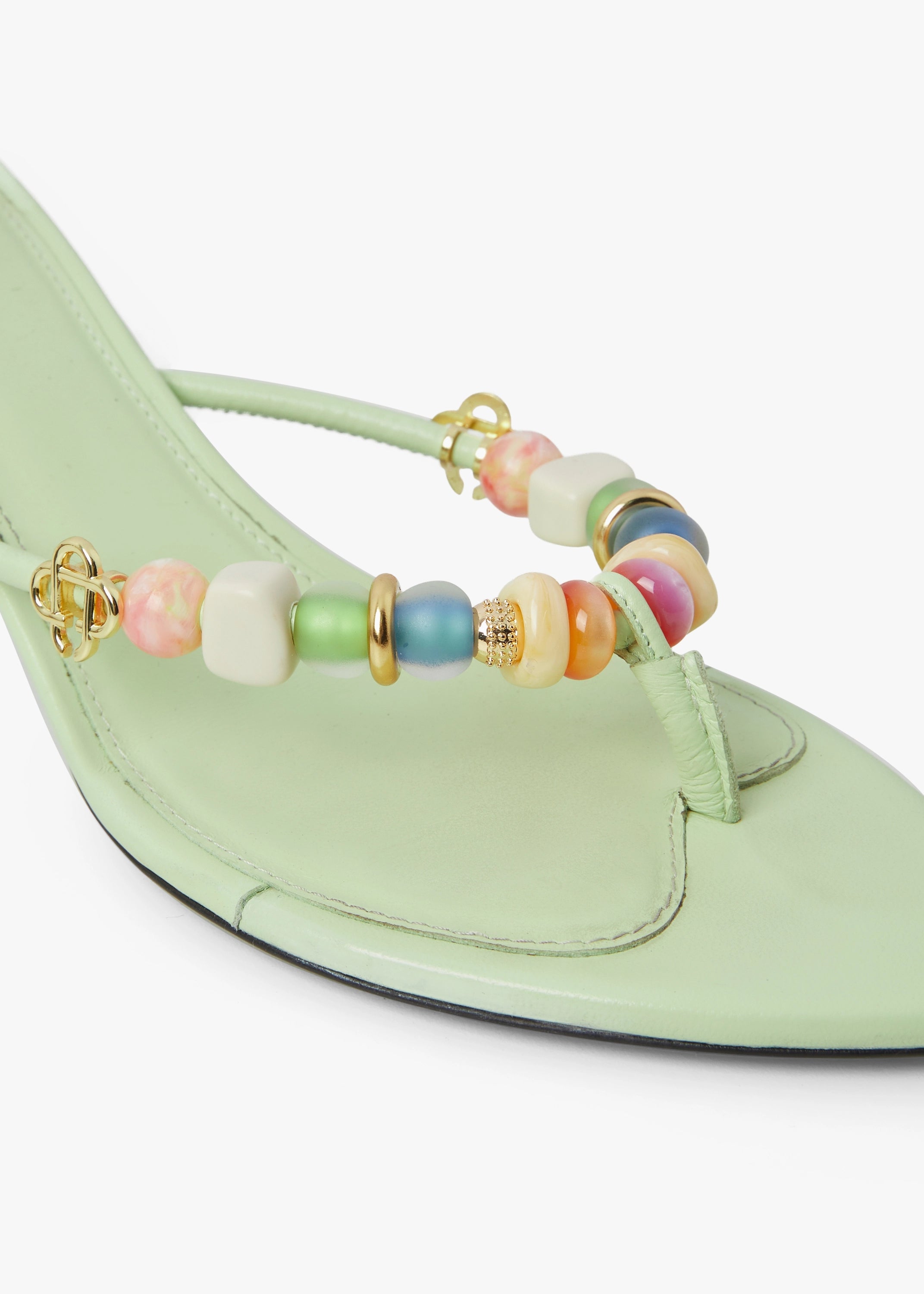 Women's Mint Beaded Heeled Sandals