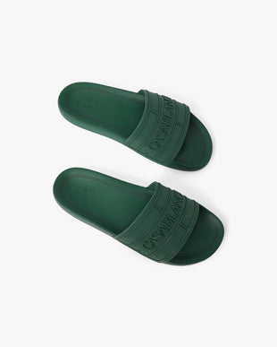 Men's Green Logo Pool Slides