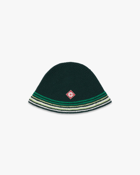 Green Striped Crochet Hat | Casablanca Paris Green Striped Crochet Hat | Casablanca Paris
