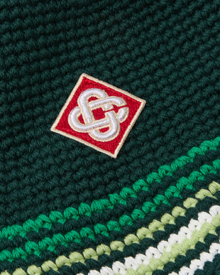 Green Striped Crochet Hat