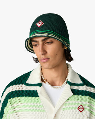 Green Striped Crochet Hat
