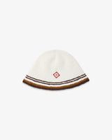 White & Brown Stripe Crochet Hat