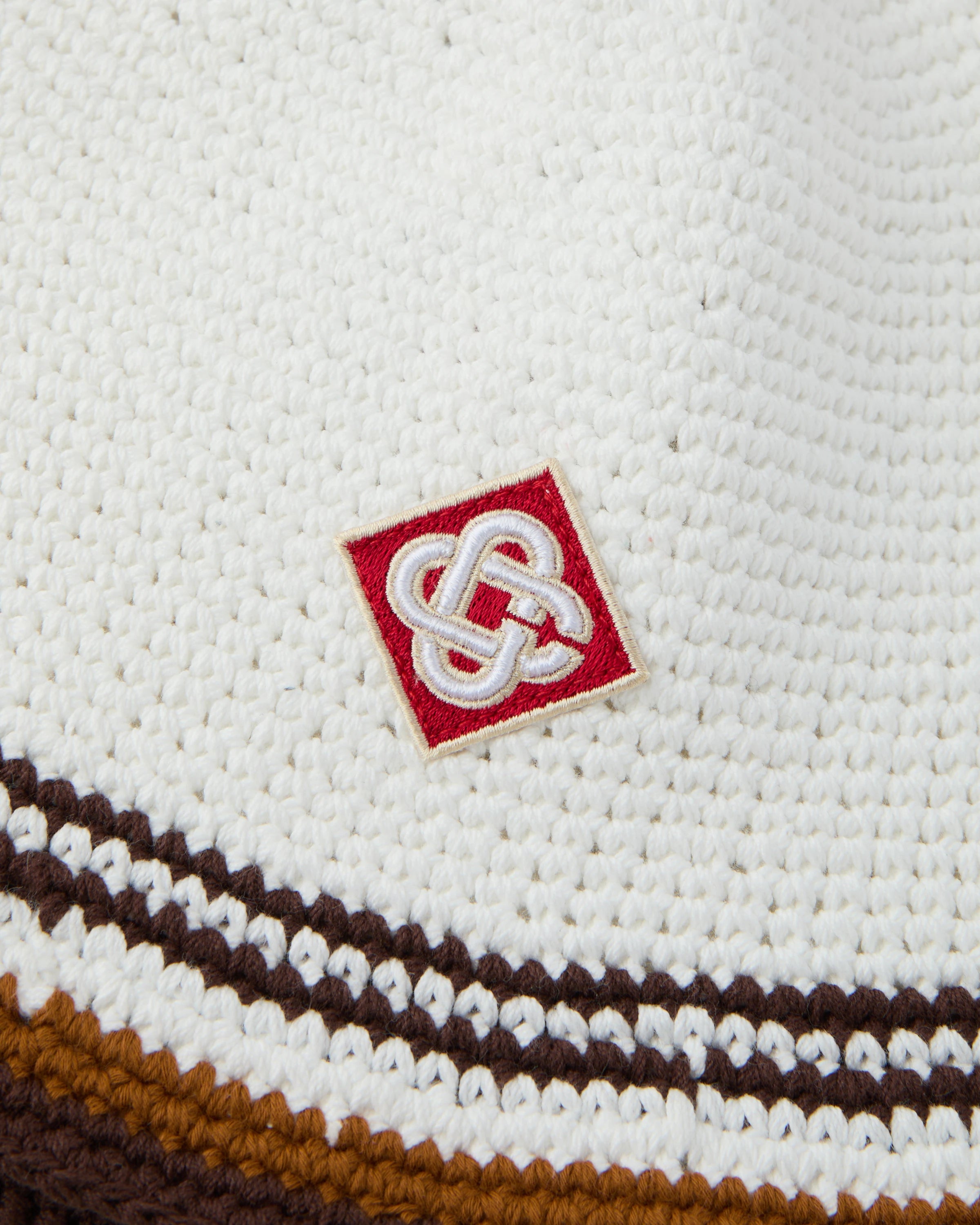White & Brown Stripe Crochet Hat