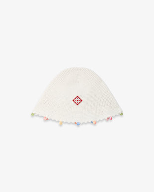 White Beaded Crochet Hat