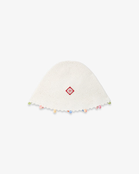 White Beaded Crochet Hat | Casablanca Paris